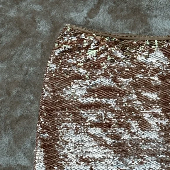 True Sequence MINI Skirt Size Small champaigne coloring Vintage 21 - Picture 8 of 11